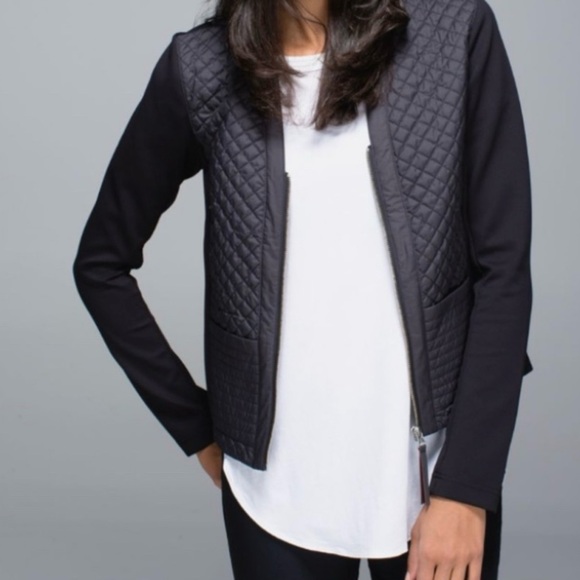 lululemon athletica Jackets & Blazers - Lululemon Cardigan & Again Black Quilted Zip Up Jacket Size S